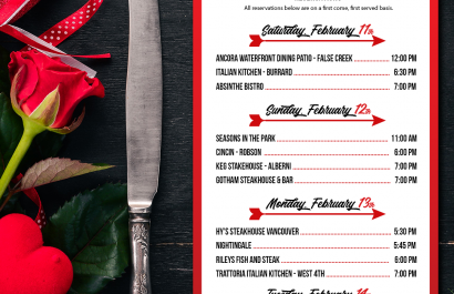 Valentine's Day Reservations Vancouver 